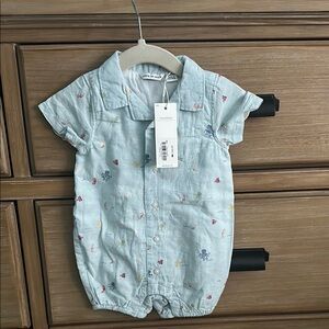 NWT Light Blue Baby Romper with Sea Creature Print